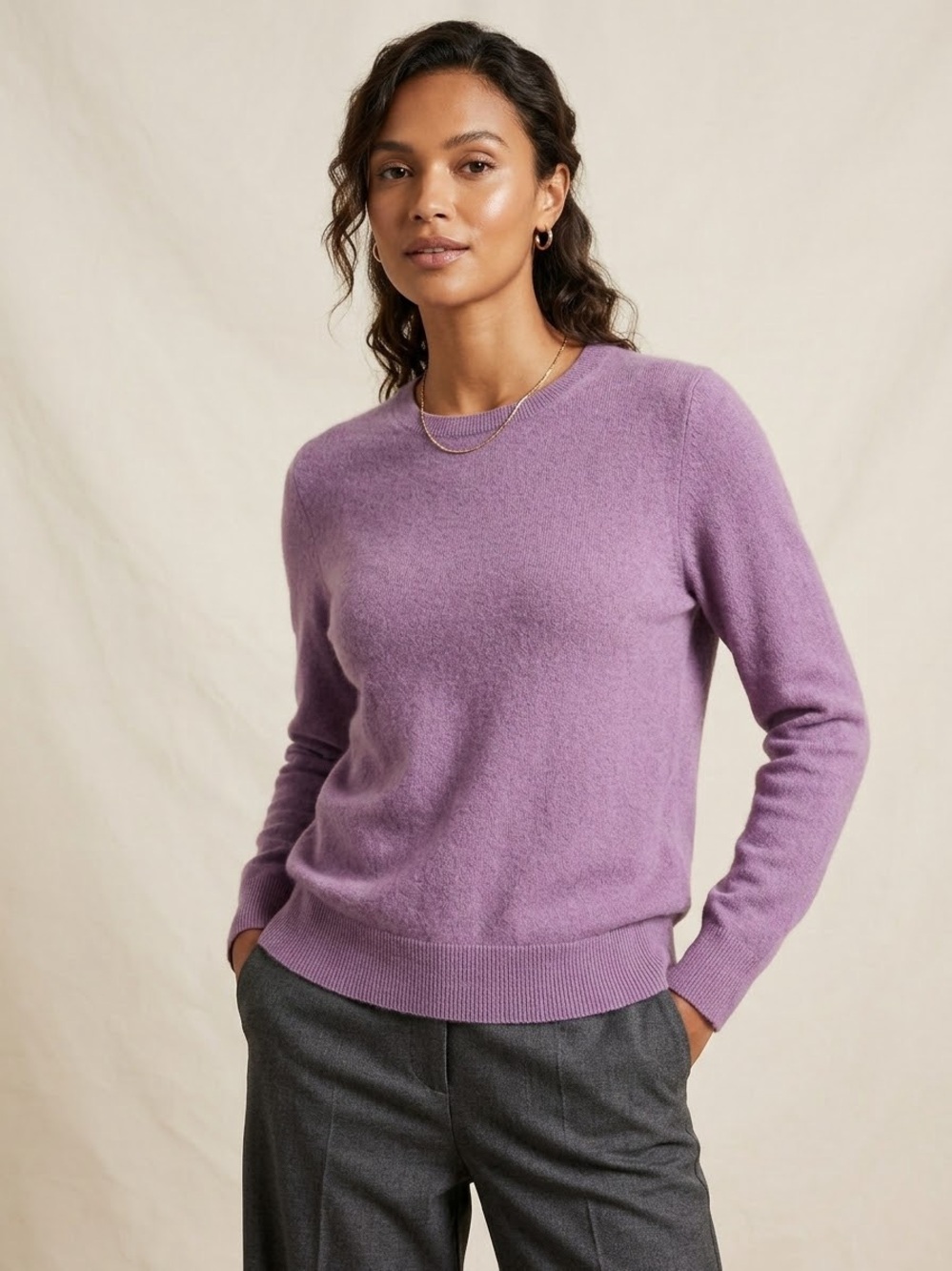 M&S Autograph 100% Pure Cashmere Violet Crewneck Sweater , Size Large US